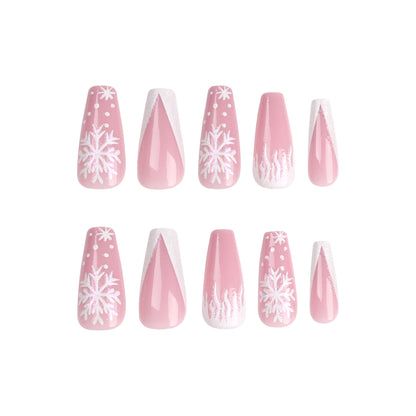Kunstvolle Stiletto-Nägel mit Schneeflocken-Motiv Brehn