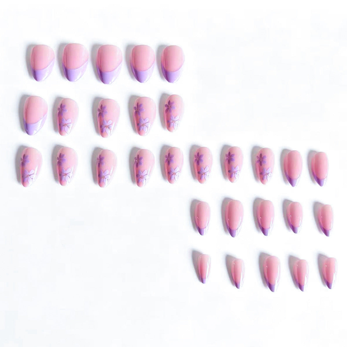 Künstlerische floral verzierte Press-On Nail Tips Brehn