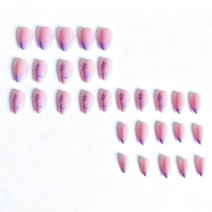 Künstlerische floral verzierte Press-On Nail Tips Brehn
