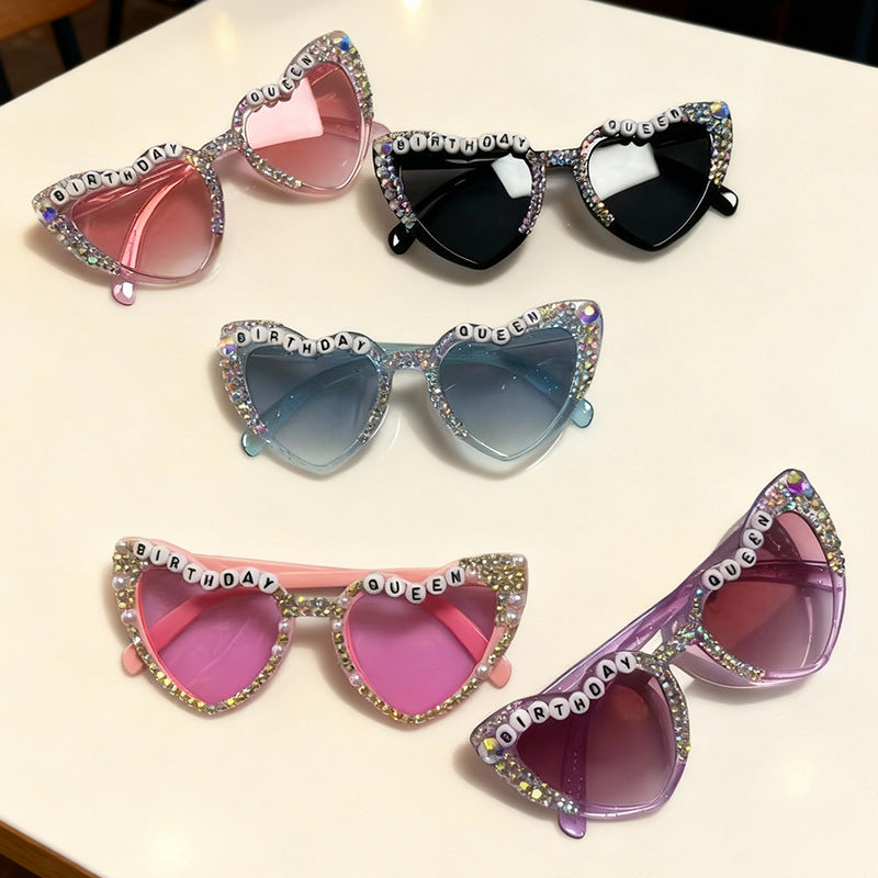 Dekorative mit Strass verziert Herzförmige Sonnenbrille Brehn