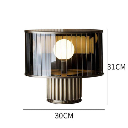 Moderne Tischlampe aus Glas mit eleganter gerippter Basis