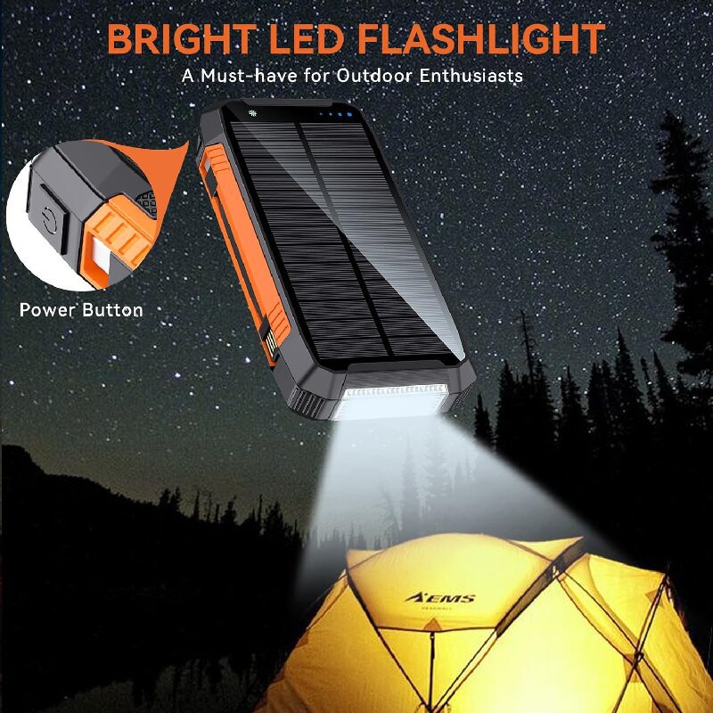 Robuste Solar-Powerbank mit Multifunktionalem Ladeanschluss Brehn