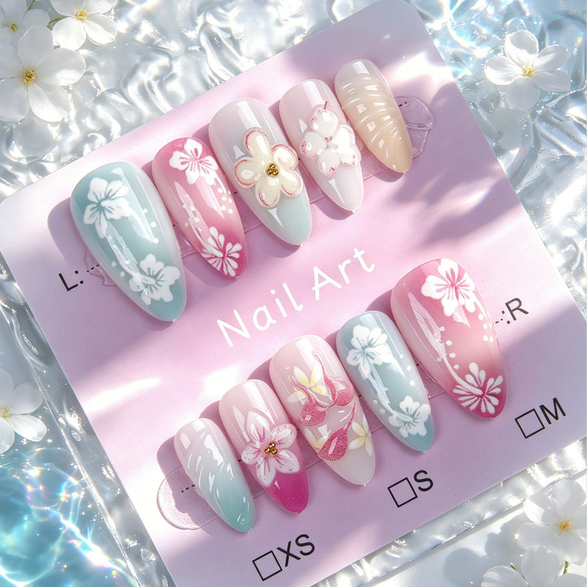 Elegante Kunstnagelkollektion mit floralen Motiven Brehn