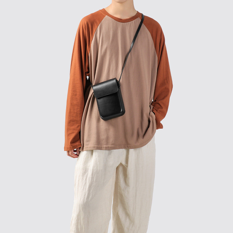 Kompakte Leder Crossbody Pouch Brehn
