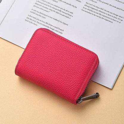 Kompakte Reißverschluss Leder Brieftasche
