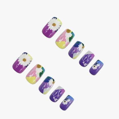 Kunstnagelset mit bunten floralen Designs Brehn