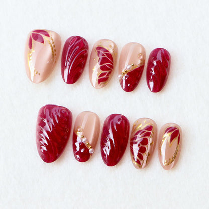 Künstlerisches Nail Art Set mit eleganten Blättermustern