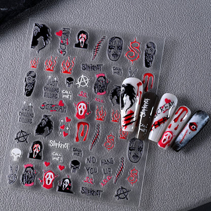 Horror-inspirierte Nagelkunst Aufkleber