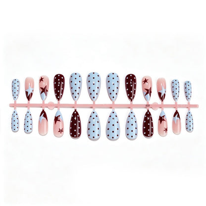 Kunstnagelset mit kreativem Punkt- und Sternen-Design Brehn