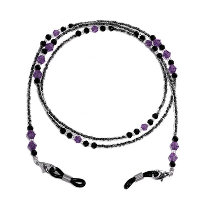 Elegante lila Perlen Brille Kette Brehn