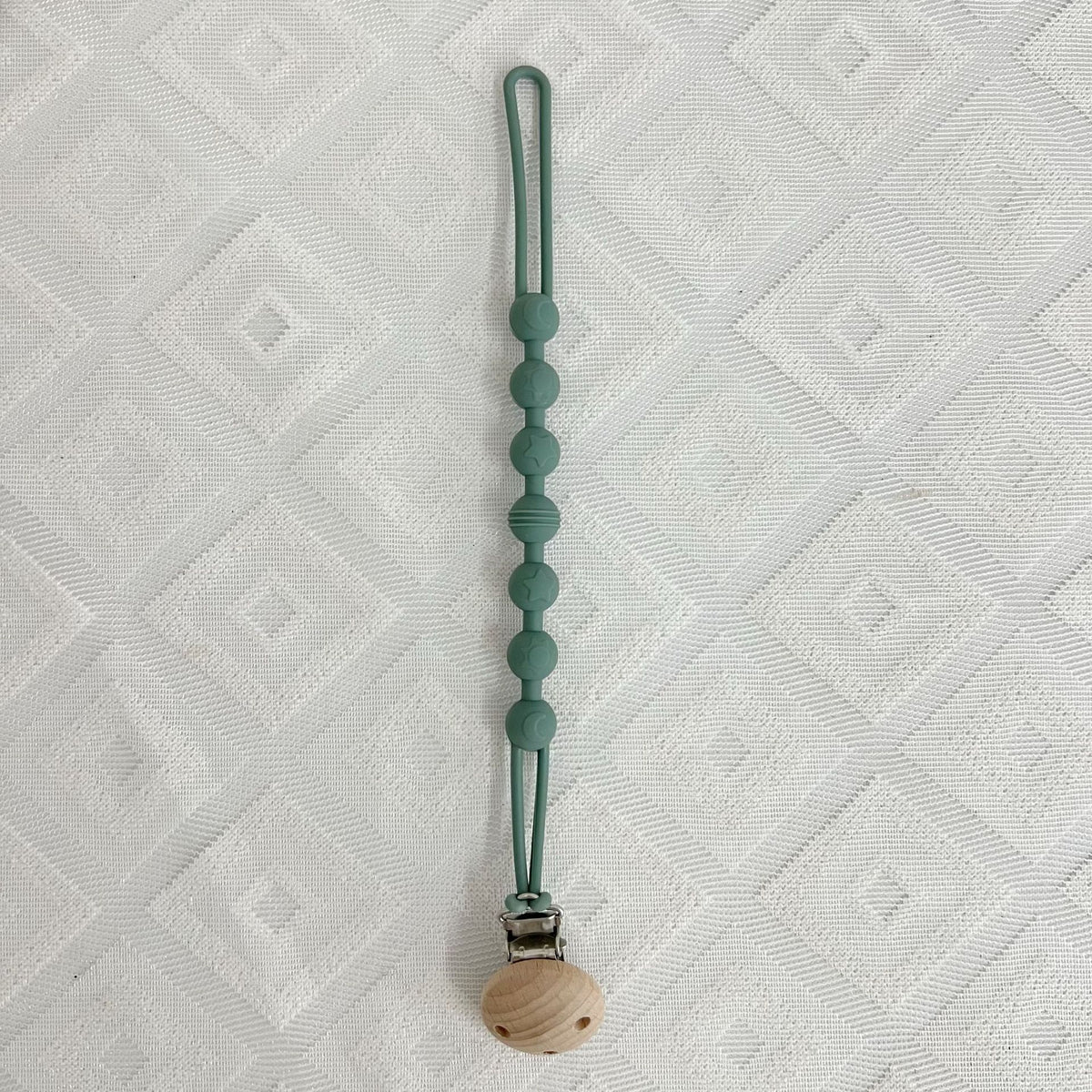 Silikonperlen Schnullerkette mit Holz-Sicherheitsclip