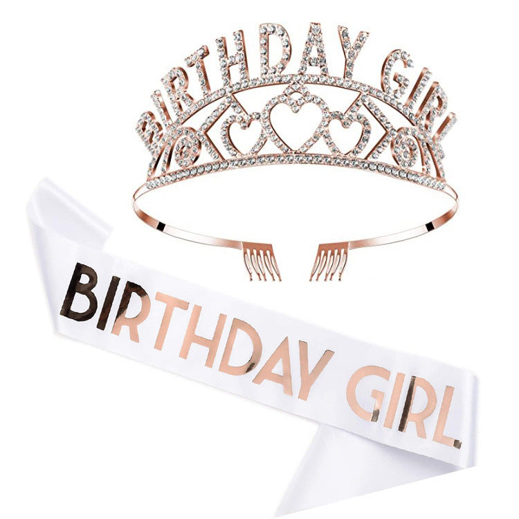 Damen Funkelndes Tiara- und Schärpen-Set Brehn
