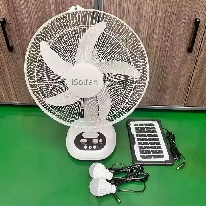 Damen Solarbetriebener Ventilator mit digitaler Steuerung und USB-Anschluss Brehn