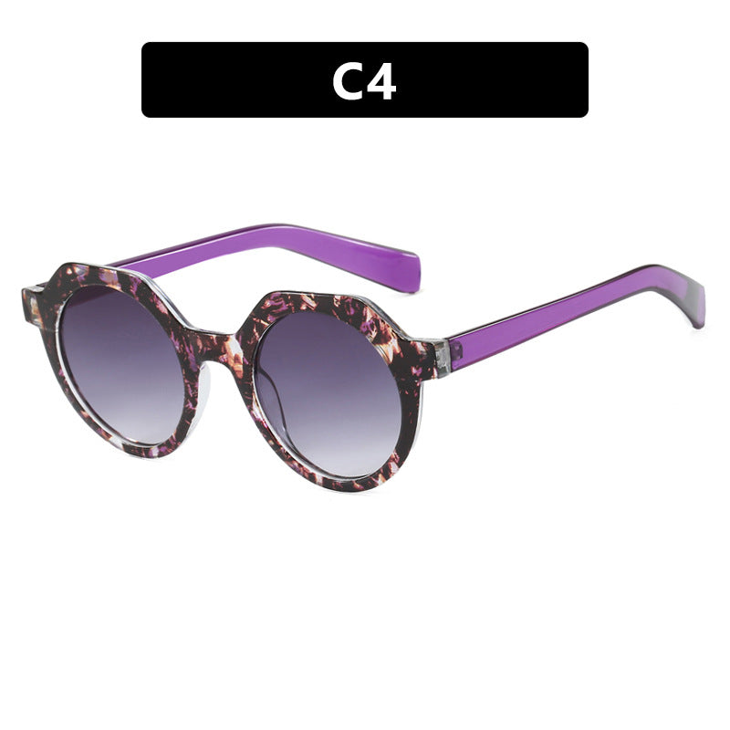 Damen extravagante runde Sonnenbrille mit farblich akzentuiertem Rahmen Brehn