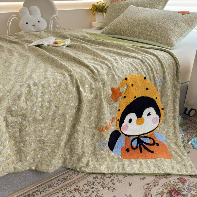Damen Kuschelige Tagesdecke mit verspieltem Pinguinmotiv Brehn