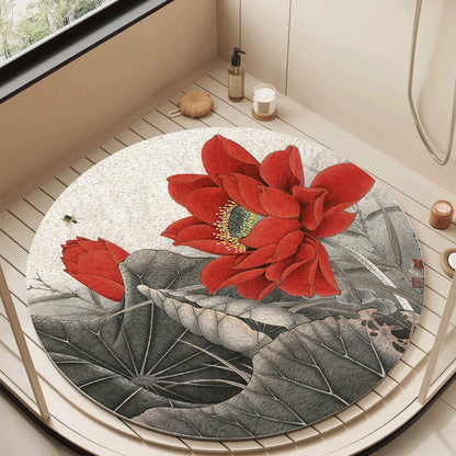 Florales Design Zirkuläre Badematte Brehn