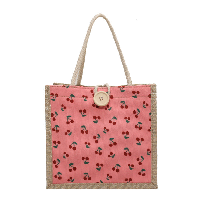 Florales Druck Jute Einkaufstasche