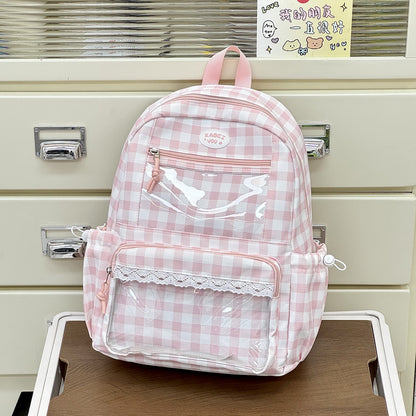 Transparente Fronttaschen Karomuster Rucksack Brehn