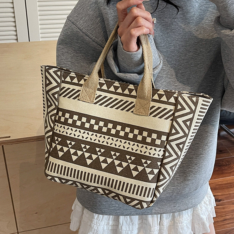 Geometrisches Druck-Canvas-Shopper-Bag