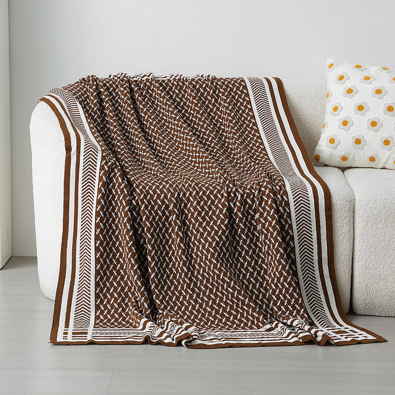 Damen Elegante Kuscheldecke aus weichem Strick mit geometrischem Muster Brehn