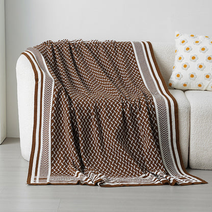 Damen Elegante Kuscheldecke aus weichem Strick mit geometrischem Muster Brehn