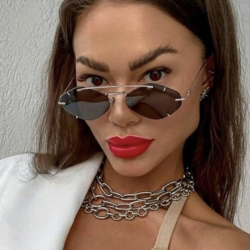 Damen geometrische Sonnenbrille mit ultraleichtem Metallrahmen Brehn