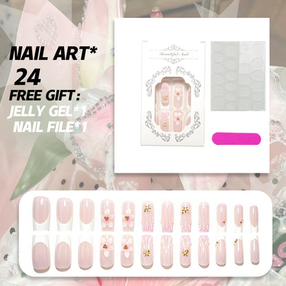 Künstlerisches Press-On-Nagel-Set mit Gel und Nagelfeile