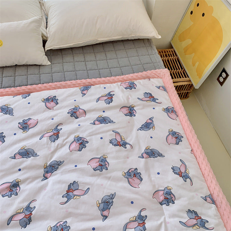 Kinder-Steppdecke mit buntem Dinosaurier-Print und weicher Minky-Borte
