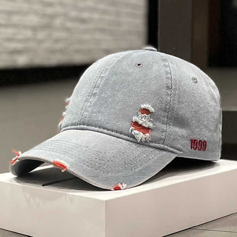 Unisex Geschädigte Denim Baseballcap Brehn