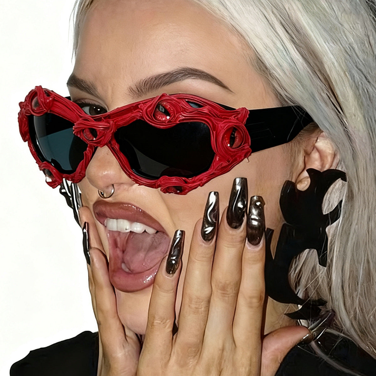 Damen kreative Designer-Sonnenbrille mit extravaganten 3D-Elementen Brehn
