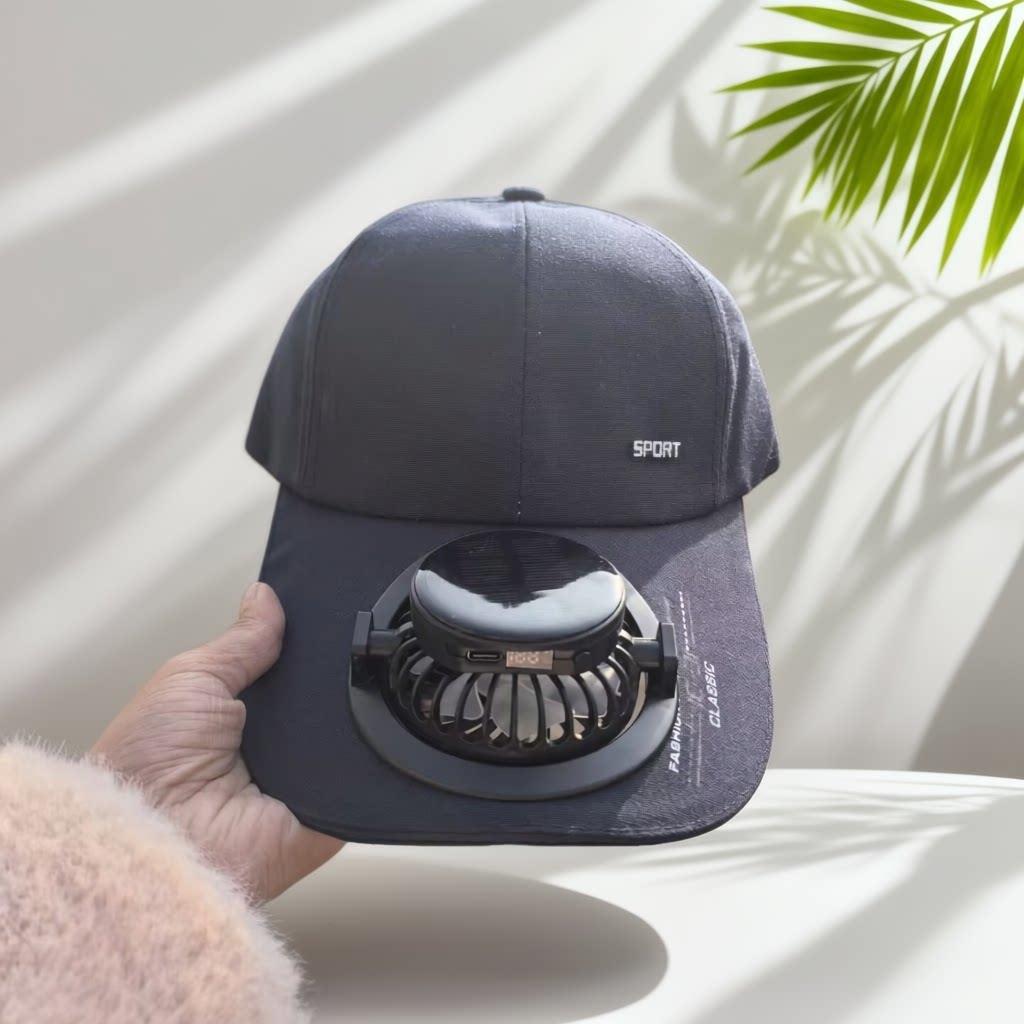Tragbarer solarbetriebener USB-C Ventilator mit digitaler Batterieanzeige Brehn