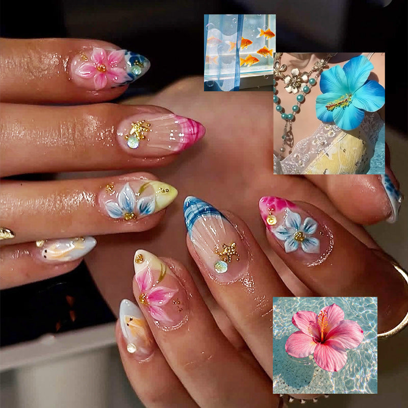 Künstlerische florale Press-On Nagel Kollektion Brehn