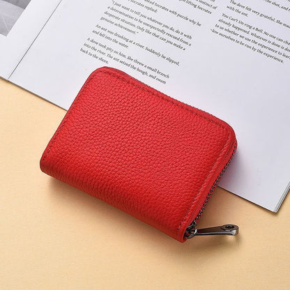 Kompakte Reißverschluss Leder Brieftasche