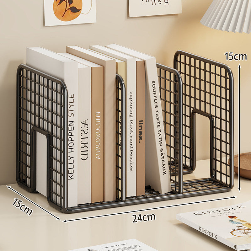 Mesh Metall Schreibtisch Buchorganisator mit verstellbaren Fächern und rutschfester Basis