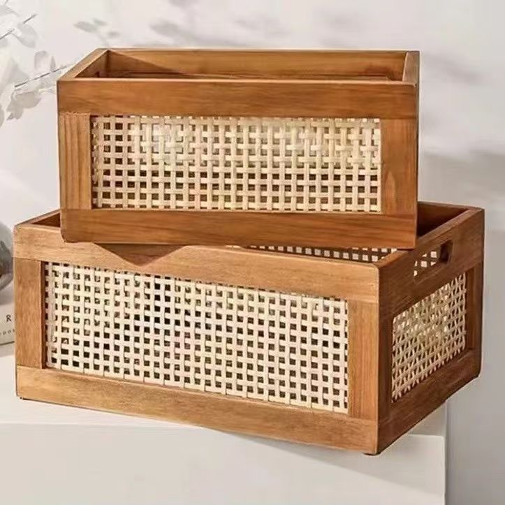 Hochwertiger Aufbewahrungskorb mit Rattan-Details Brehn