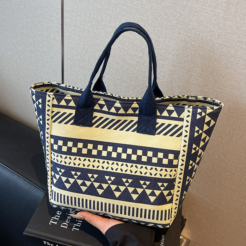 Geometrisches Druck-Canvas-Shopper-Bag