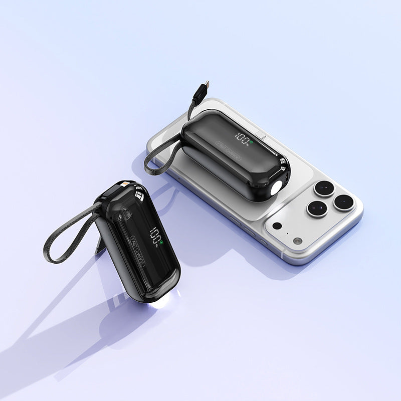 Tragbare Powerbank mit Integriertem Ladekabel und Led-Ladestandanzeige Brehn