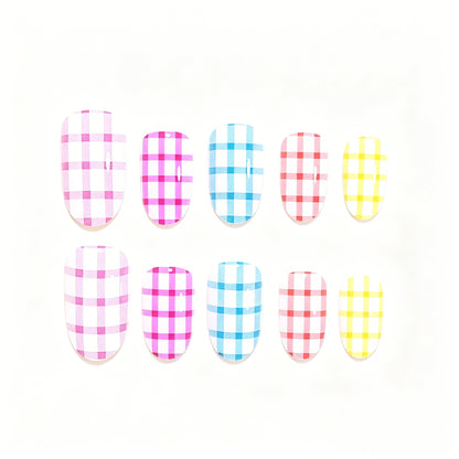 Chic Gingham-Muster Nagelkunst-Wraps Brehn