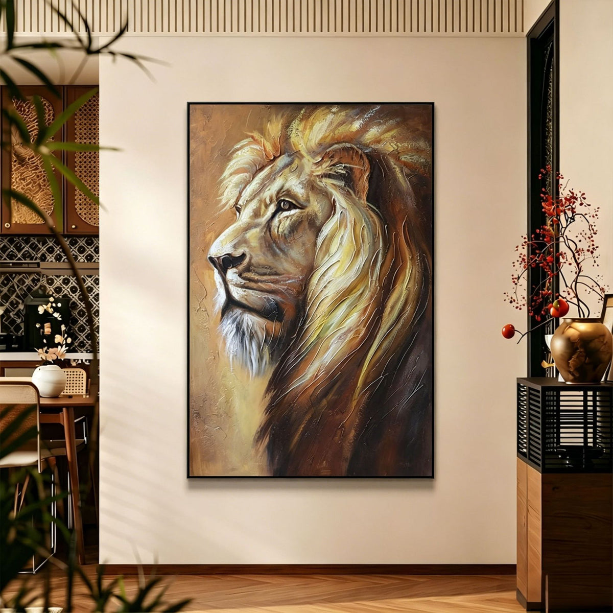 Majestätisches Löwenprofil Leinwandkunst für Zuhause