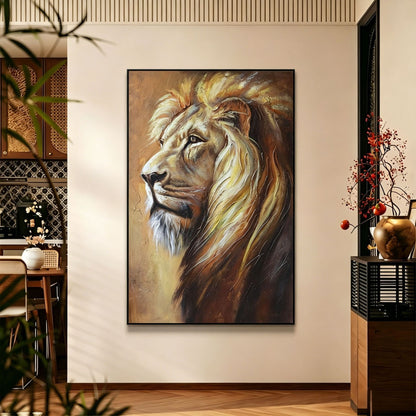 Majestätisches Löwenprofil Leinwandkunst für Zuhause