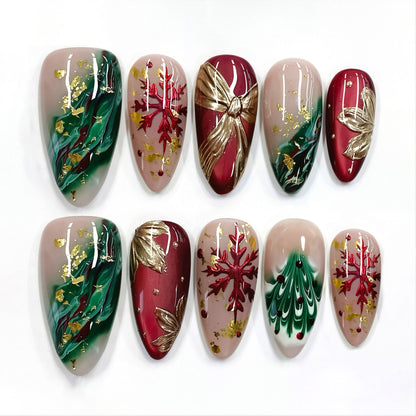 Festliche Weihnachts-Themen Druck-Nagelkunst