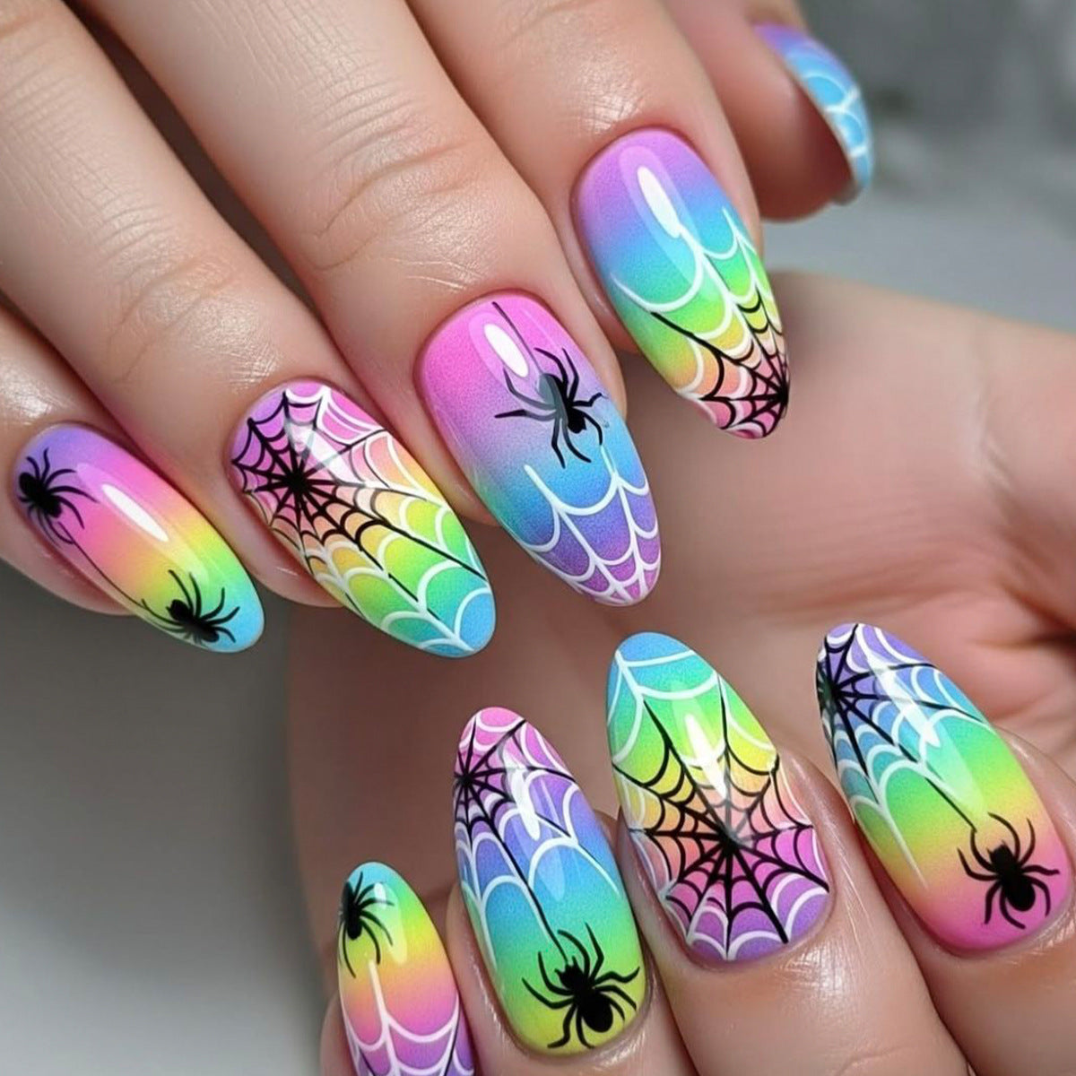 Buntes Spinnennetz Nagelkunst Set Brehn