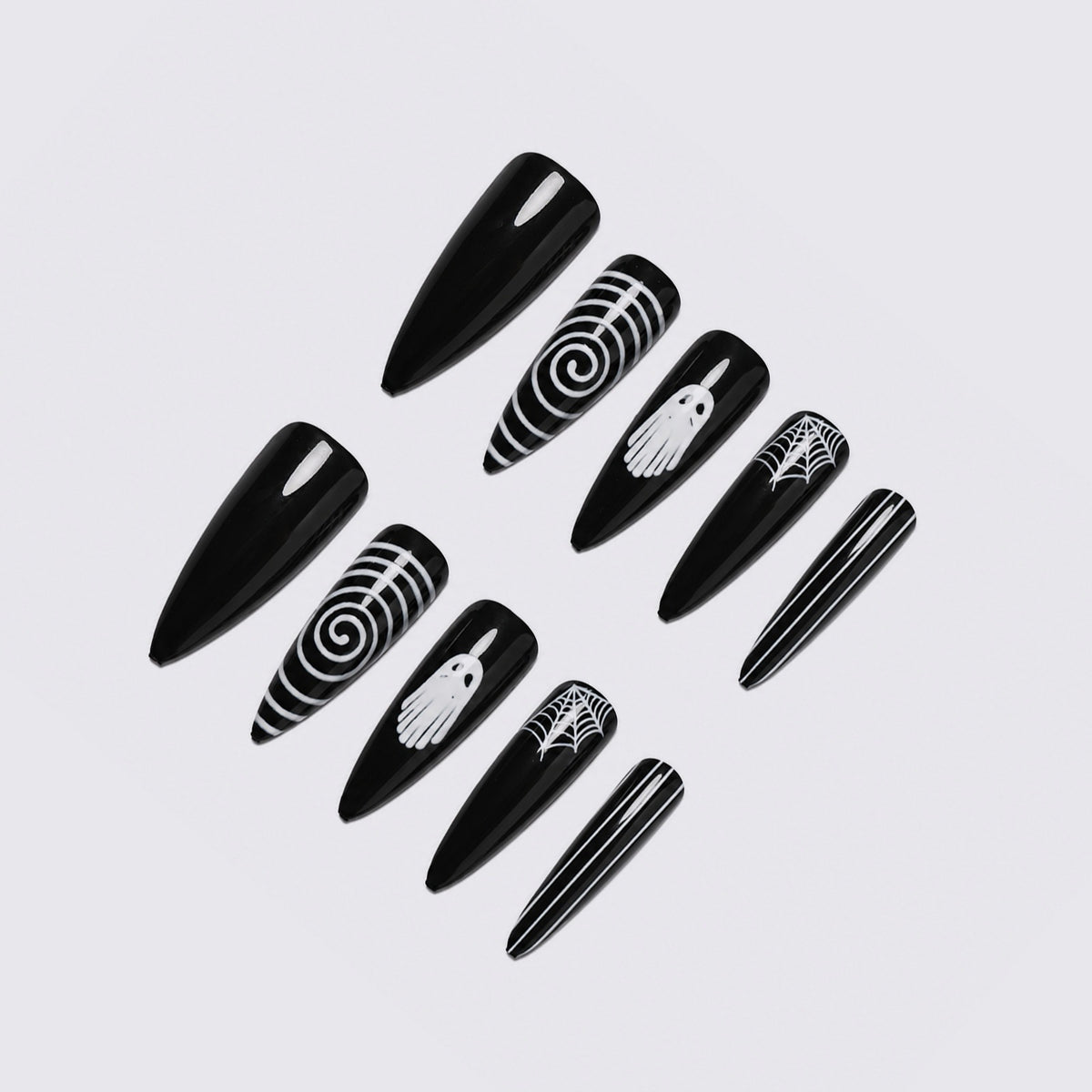 Kunstnagelset mit stilvollen Halloween-Motiven Brehn