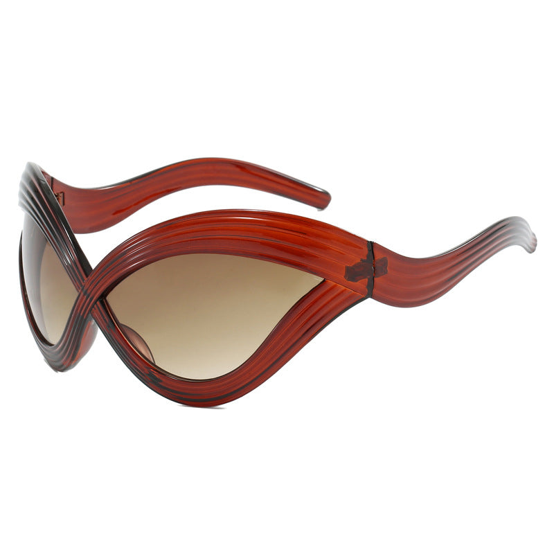 Damen trendige designer Sonnenbrille mit geschwungenem Rahmen Brehn