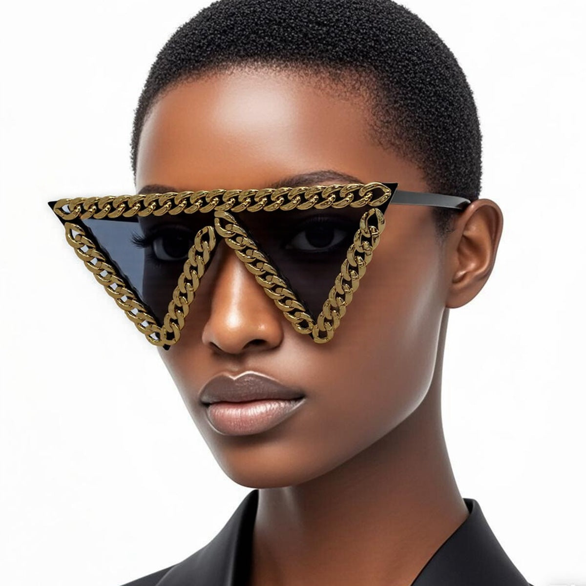 Damen trendige Sonnenbrille mit auffälligem Kettenrahmen Brehn
