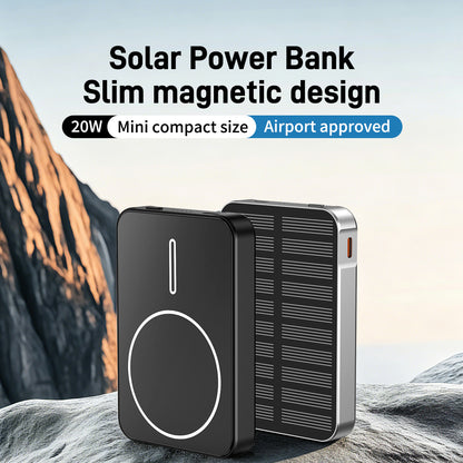 Solarbetriebene Powerbank mit Schnellladefunktion und LED-Licht Brehn