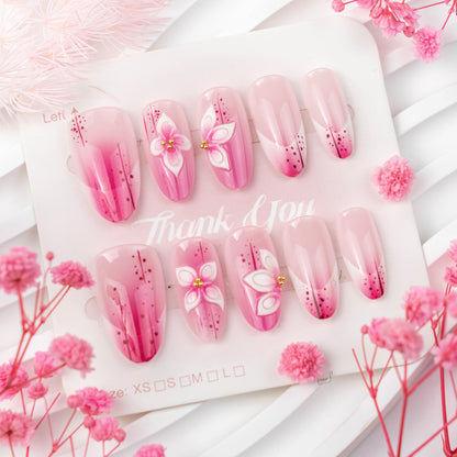 Blumeninspiriertes 3D Press-On Nagelkunst Brehn