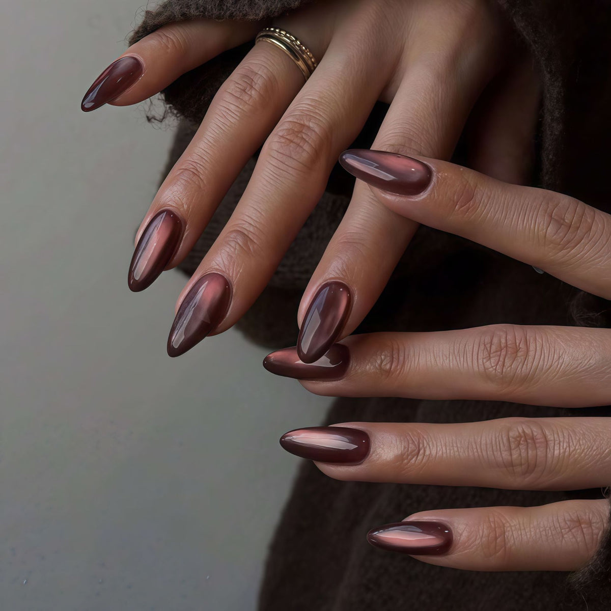 Premium Ombre Stiletto Druck-Nägel Brehn
