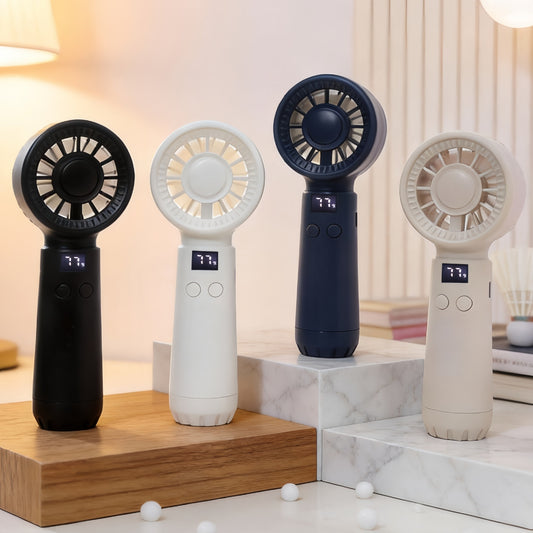 Damen tragbarer Handventilator mit digitaler Anzeige und USB-Ladeanschluss Brehn