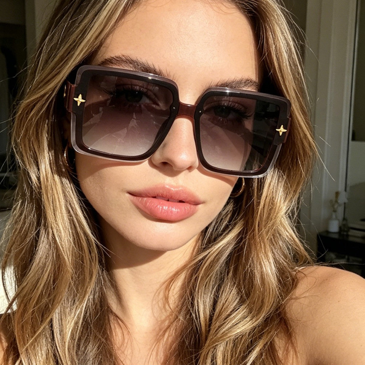 Damen modische quadratische Sonnenbrille mit elegantem Rahmen Brehn